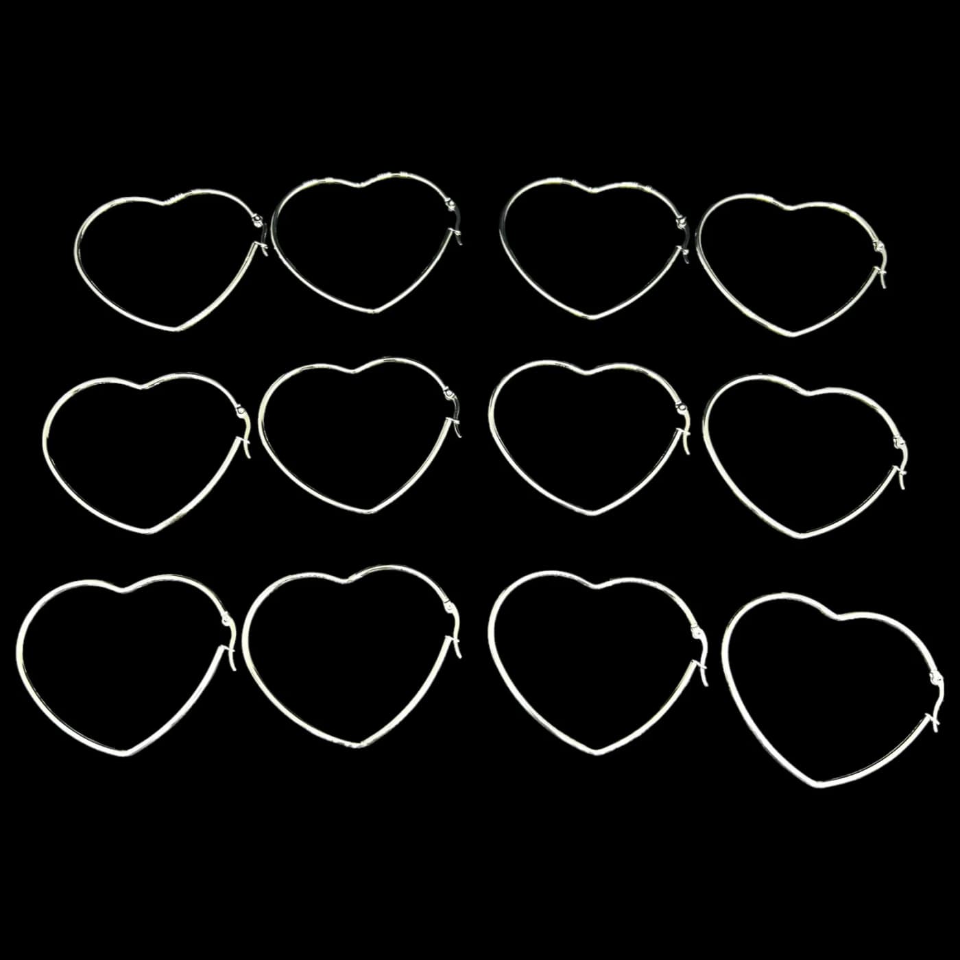 pack 6 pares de aros corazon blanco (60mm)