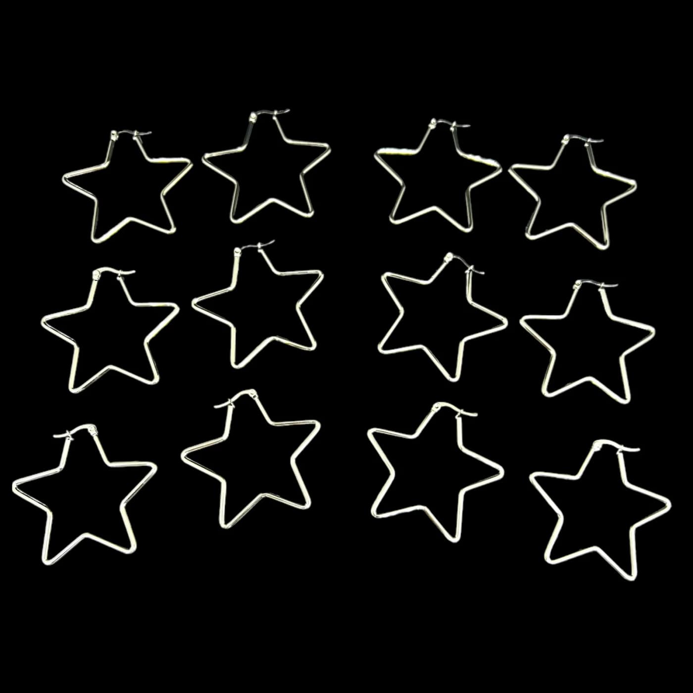 pack 6 pares de aros estrella blanco (50mm)