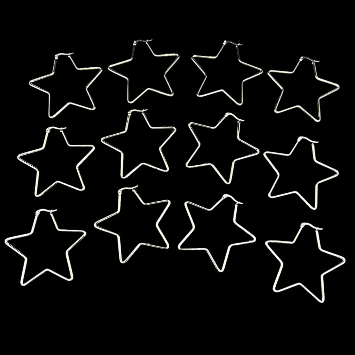 pack 6 pares de aros estrella blanco (60mm)