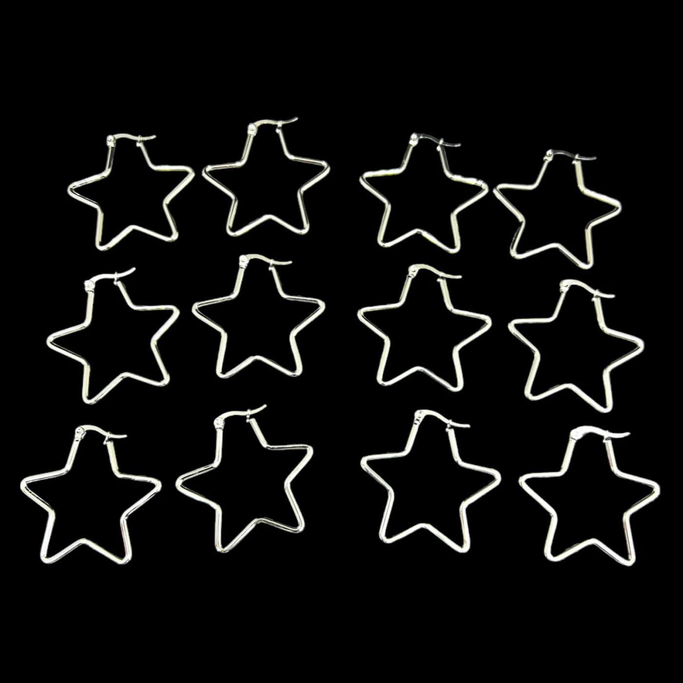 pack 6 pares de aros estrella blanco (40mm)