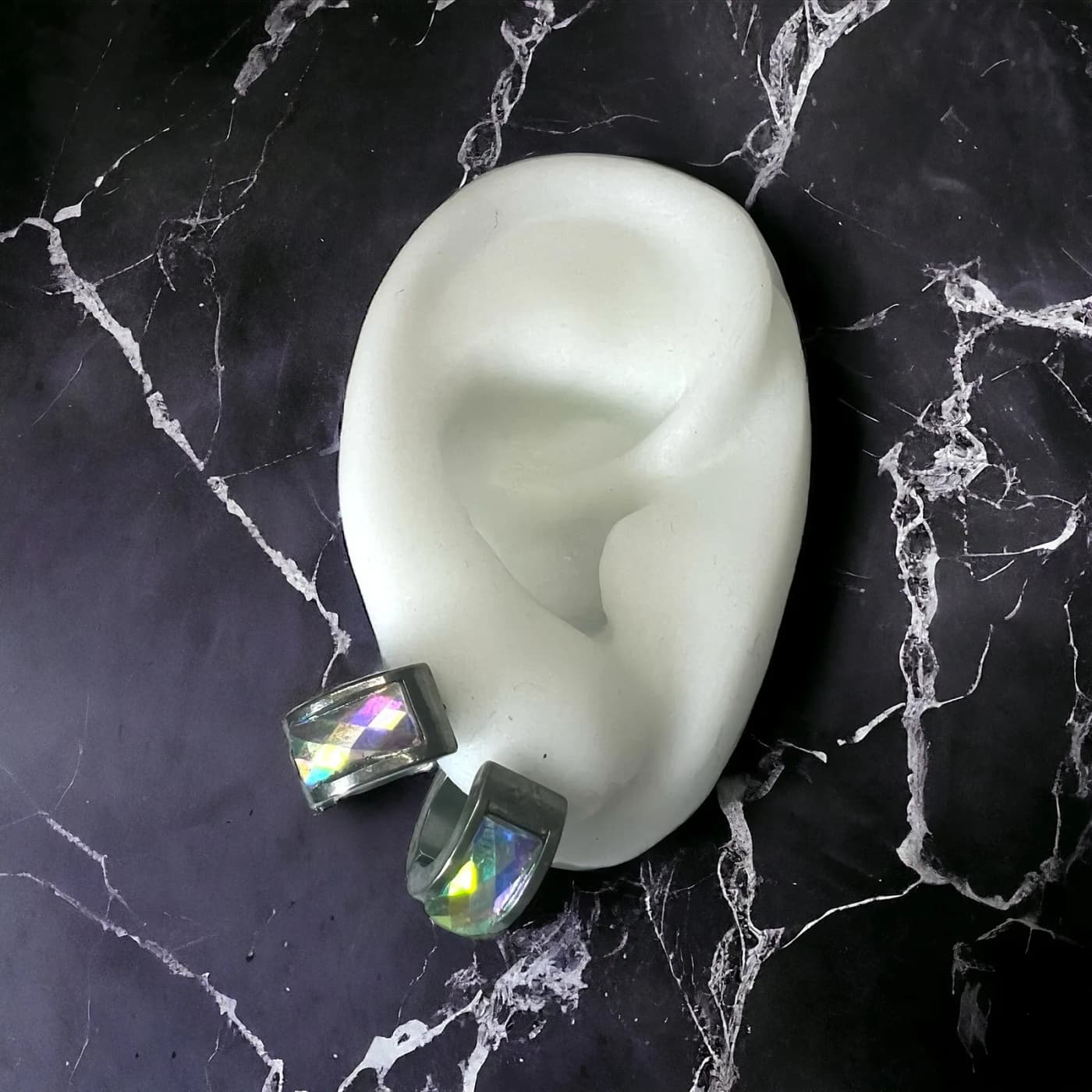 Aritos de plata con joyas arcoiris