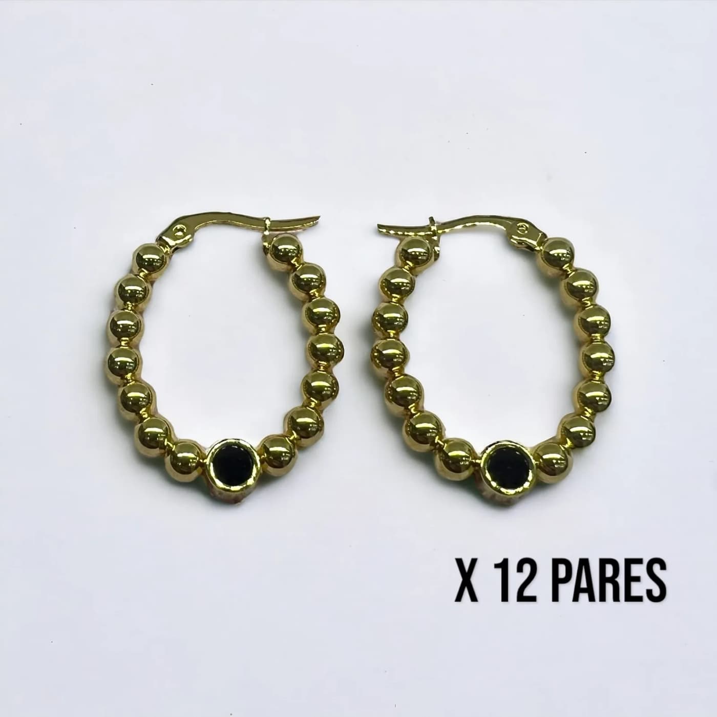 Pack 12 aritos dorado con negro (25mm)