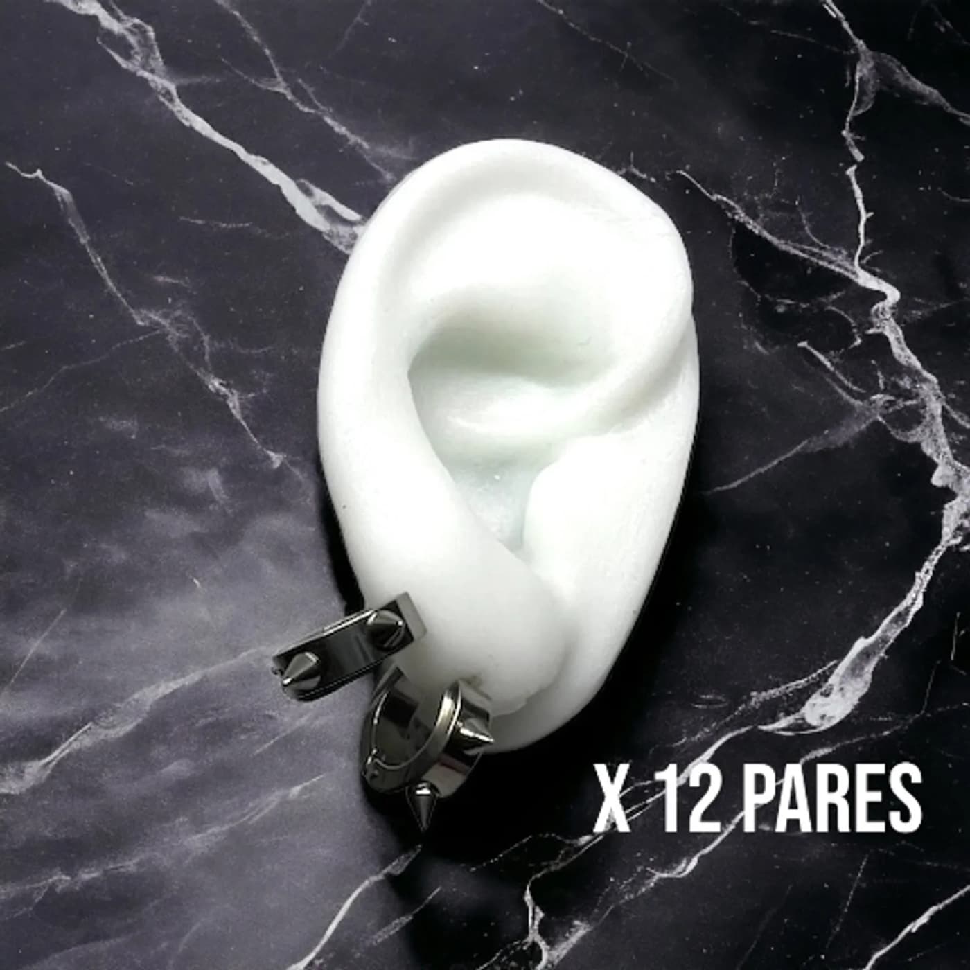 Pack 12 aritos plateados con pinches
