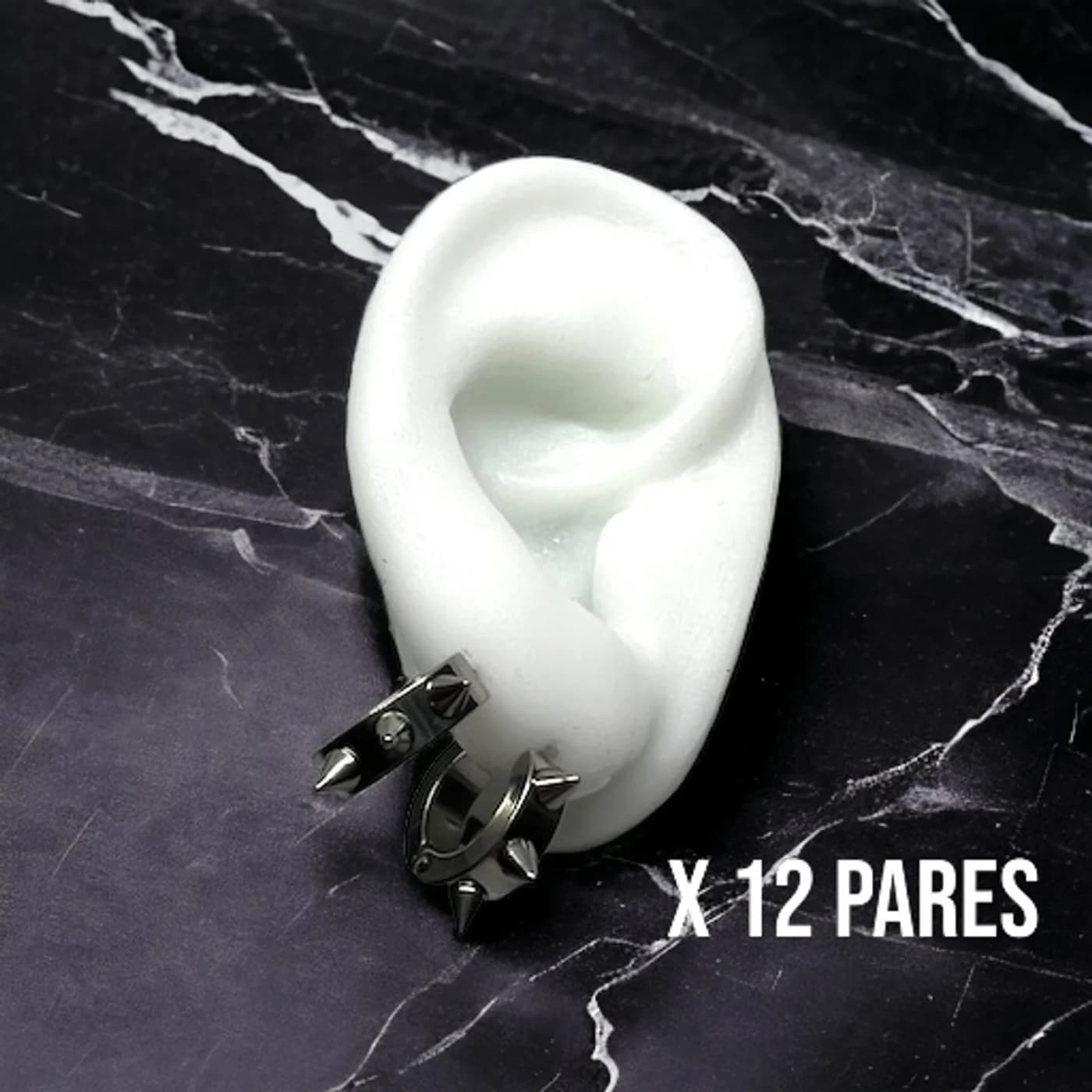 Pack 12 aritos plateados con pinches