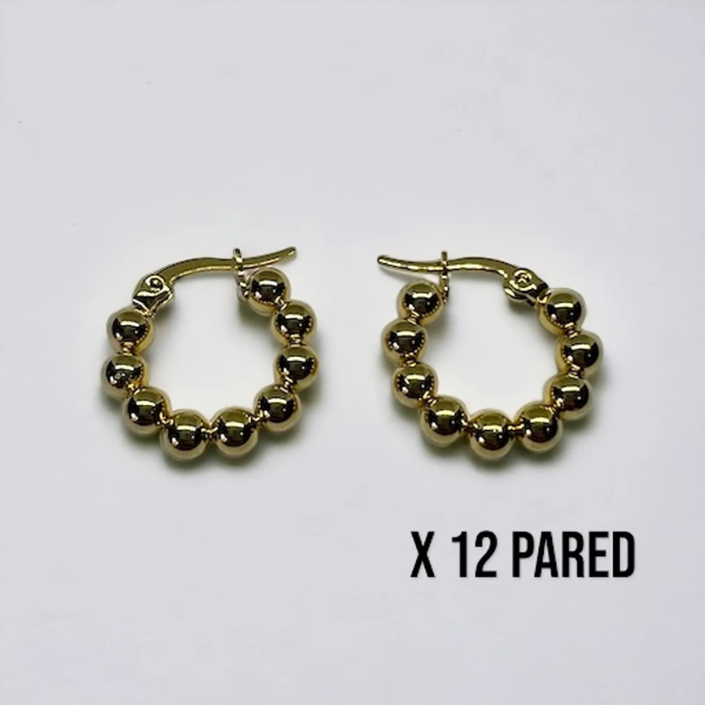 Pack 12 aritos perlas doradas (20mm)