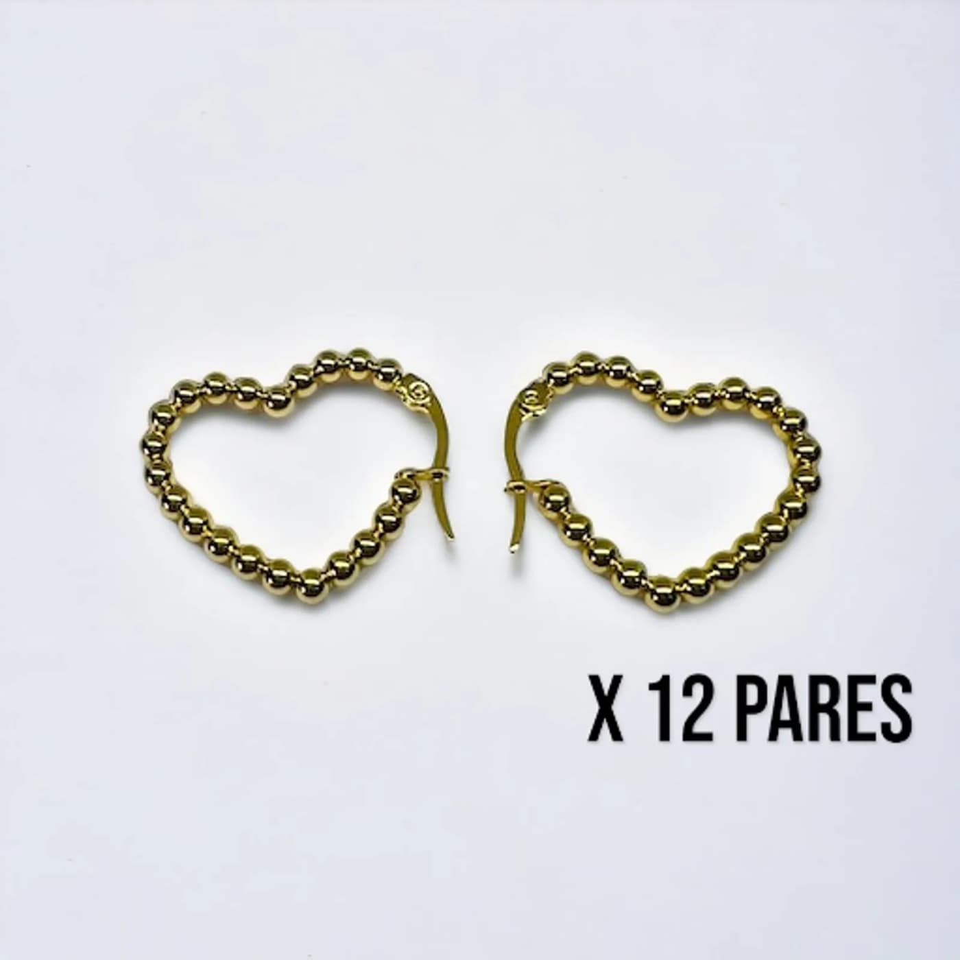 Pack 12 aritos perlas doradas (30mm)