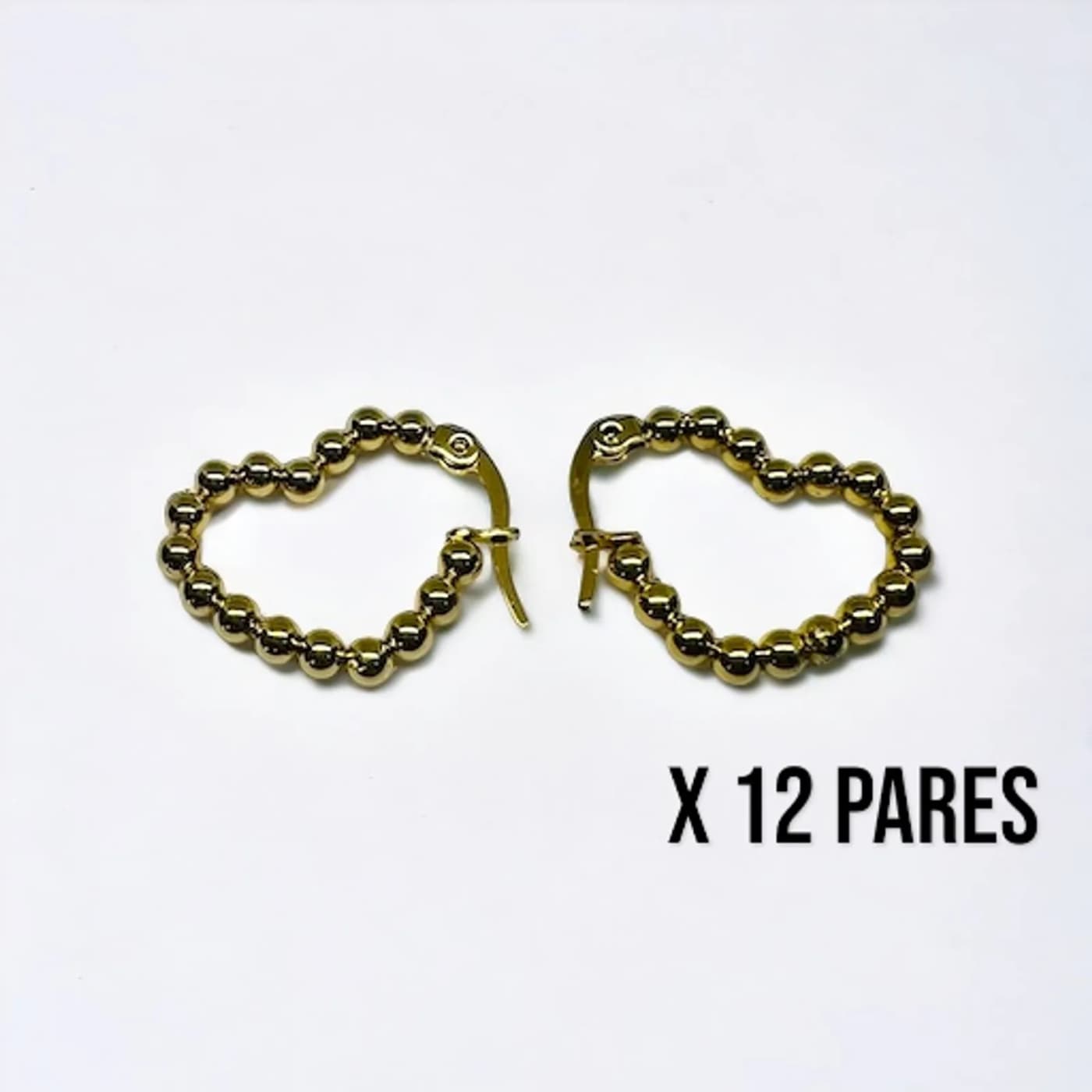 Pack 12 aritos perlas doradas (20mm)
