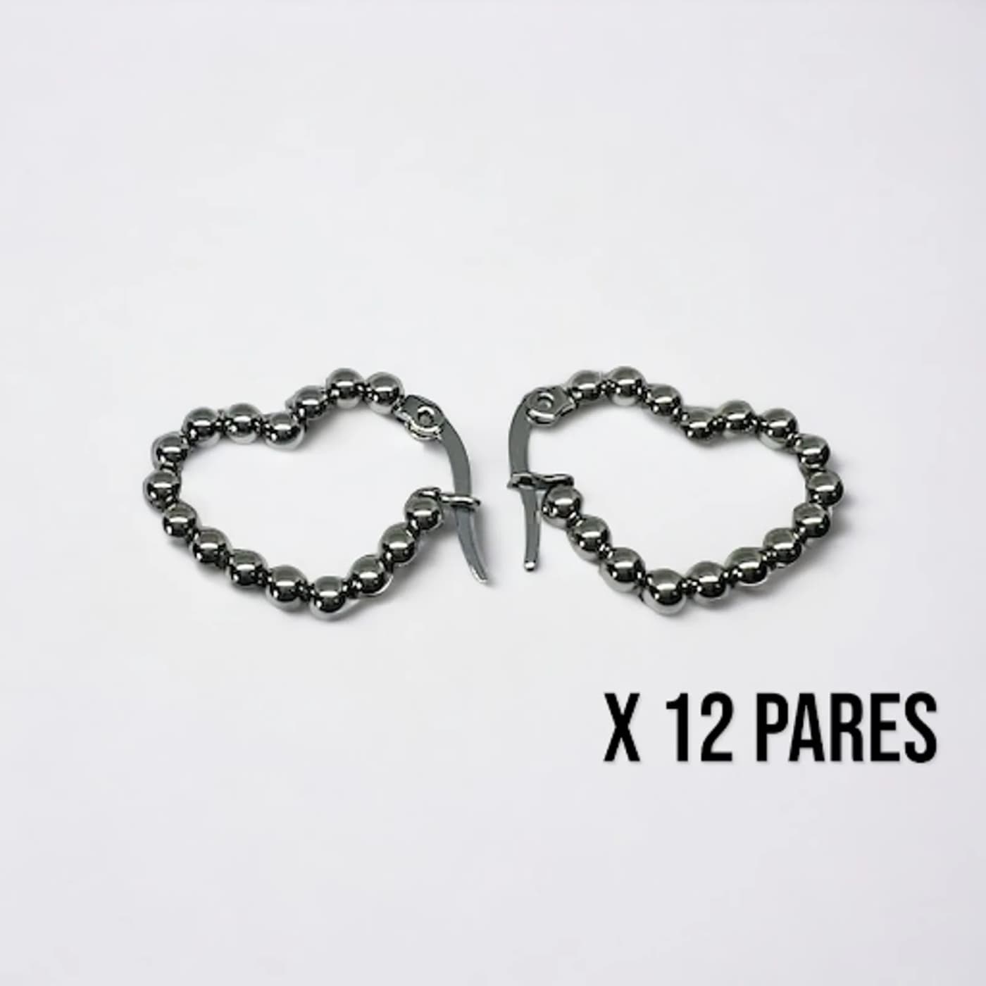 Pack 12 aritos perlas plateado (25mm)