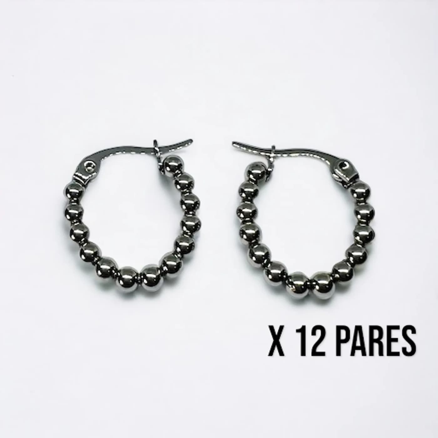 Pack 12 aritos perlas plateado (20mm)