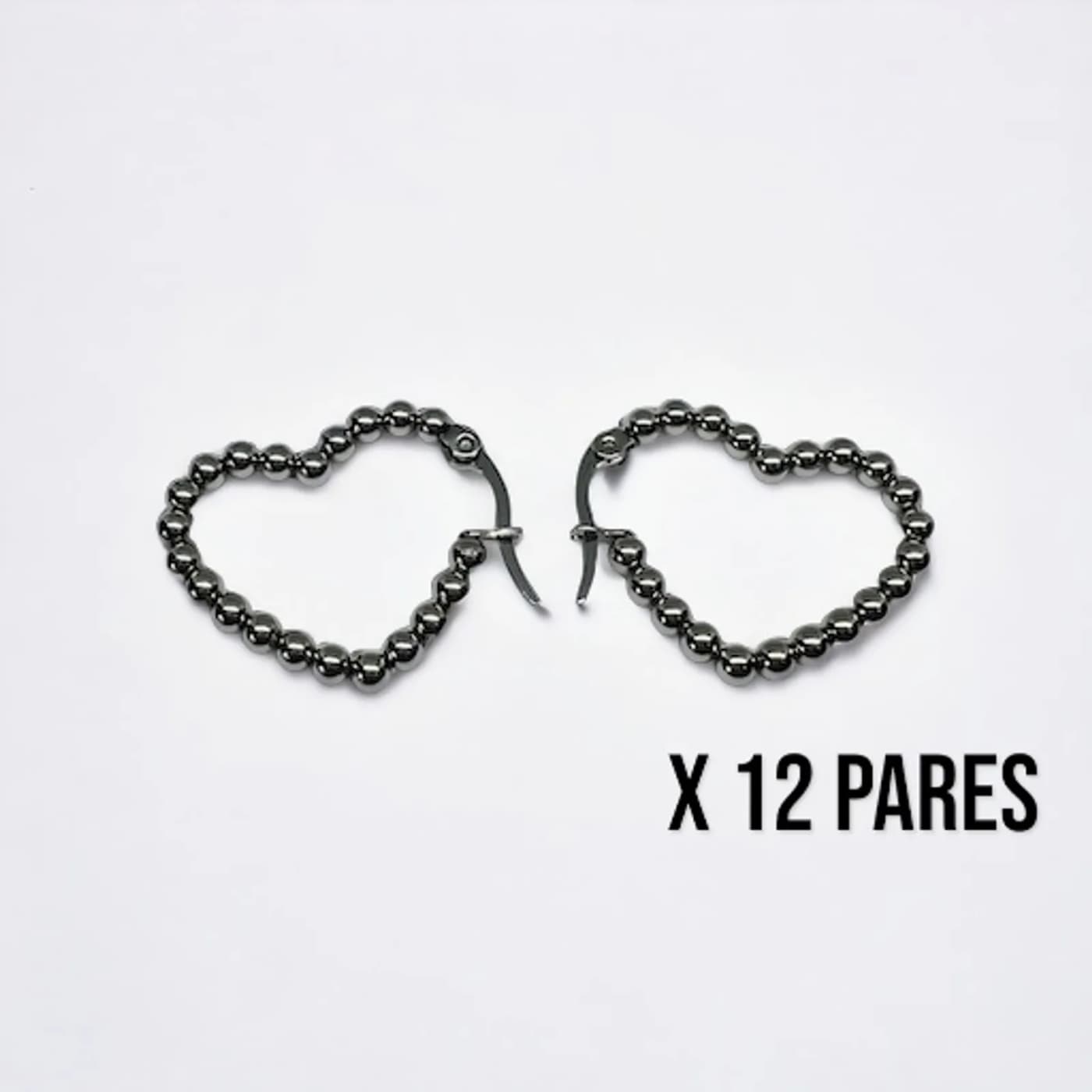 Pack 12 aritos perlas plateado (30mm)