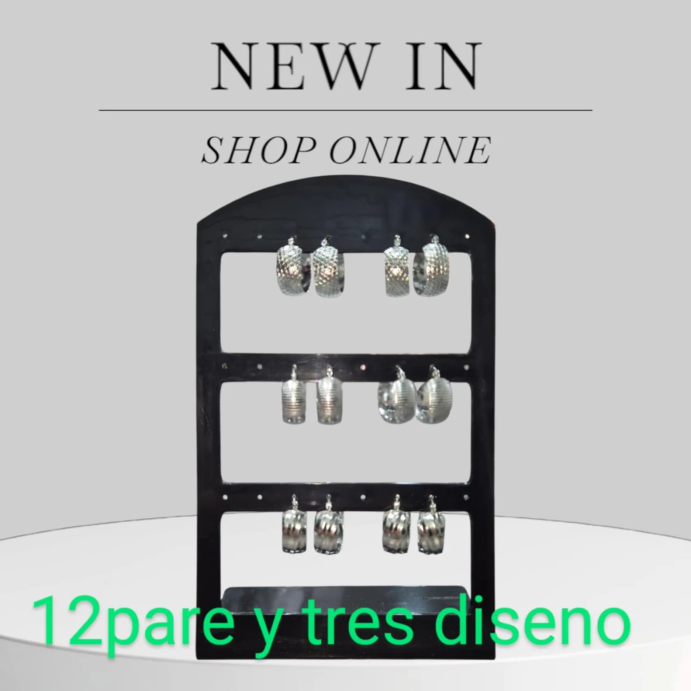 Argolla con diseno 12pare 9*20mm blanco