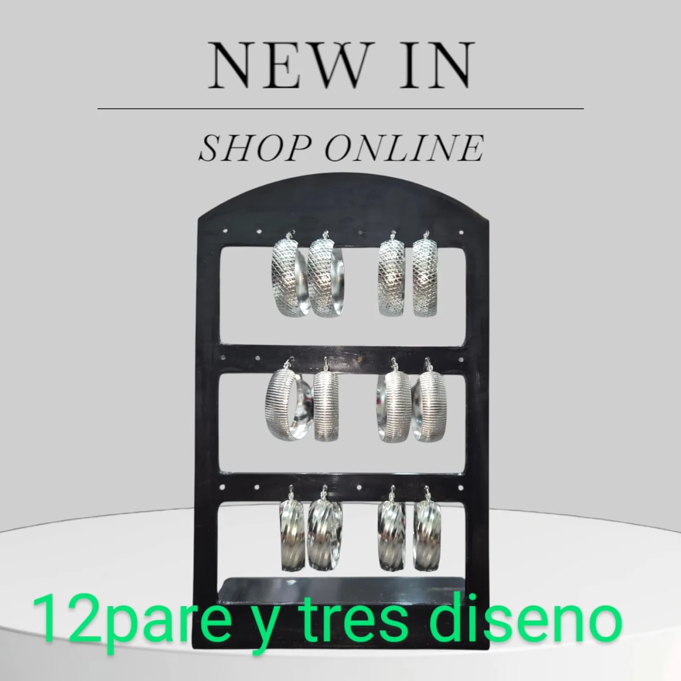 Argolla con Diseno 12pare 9*30mm blanco