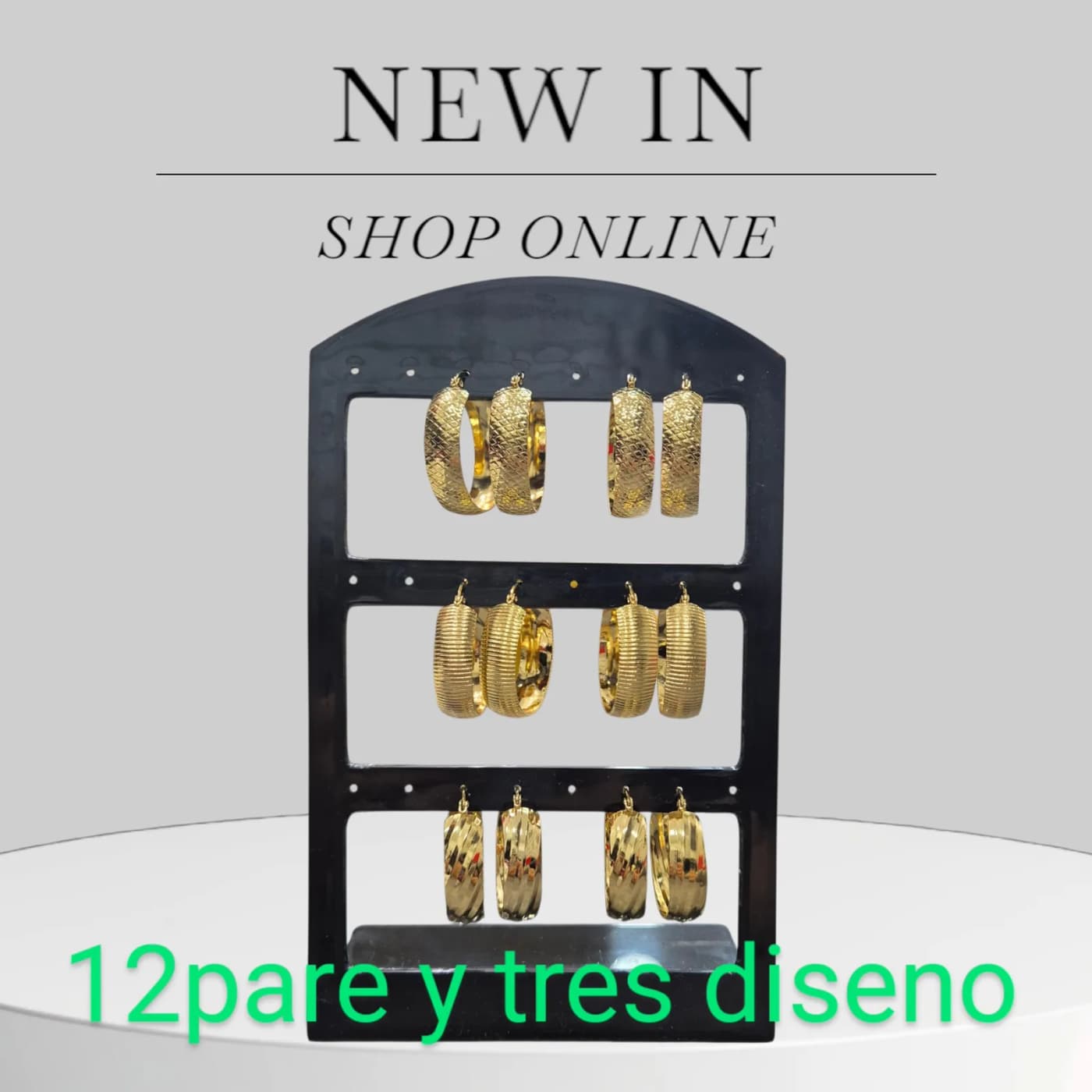 Argolla con Diseno 12pare 9*30mm dorado
