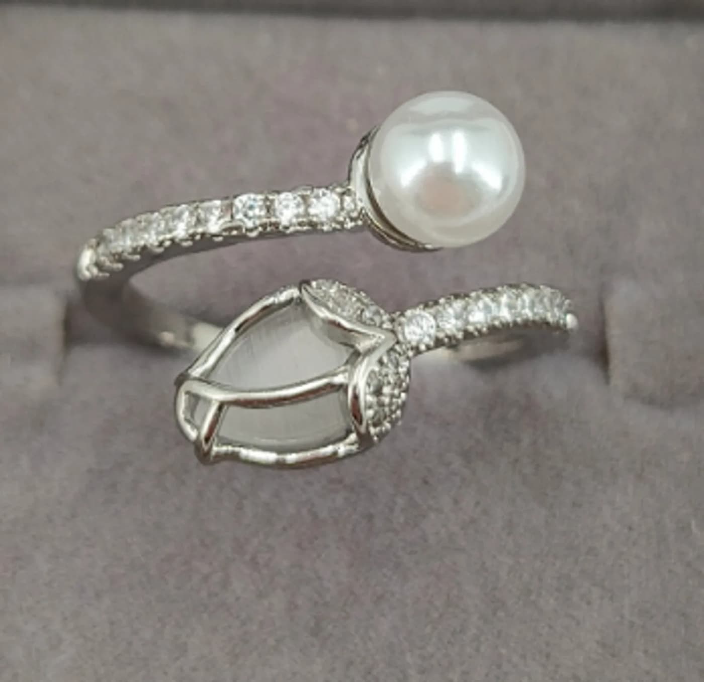 anillo pleteado con perla ajustable