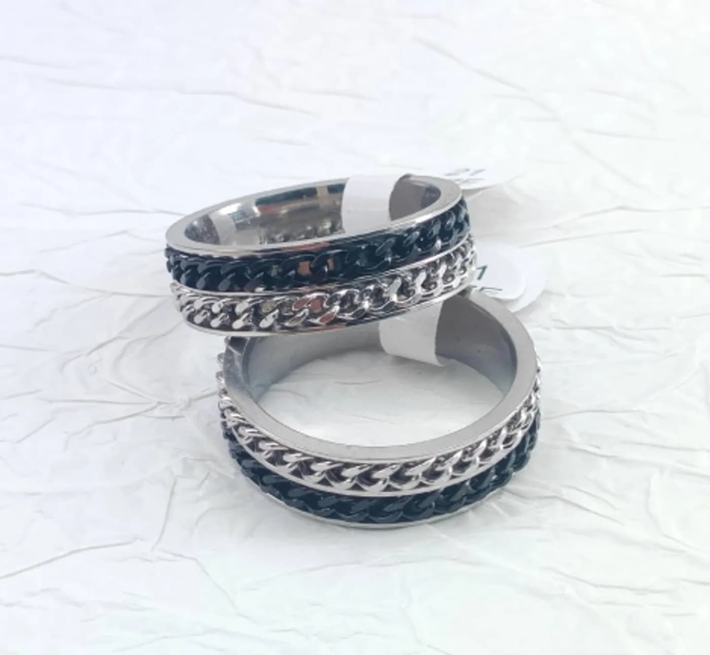 anillo  pleteado con negro doble giratorio 36  #17 - #22