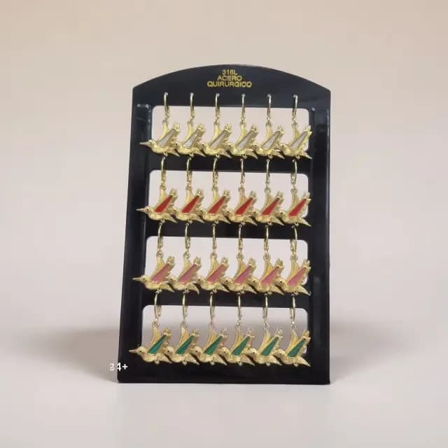 Aros colibri dorado x12