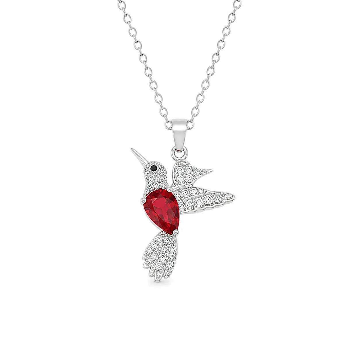 Collar colibri rojo