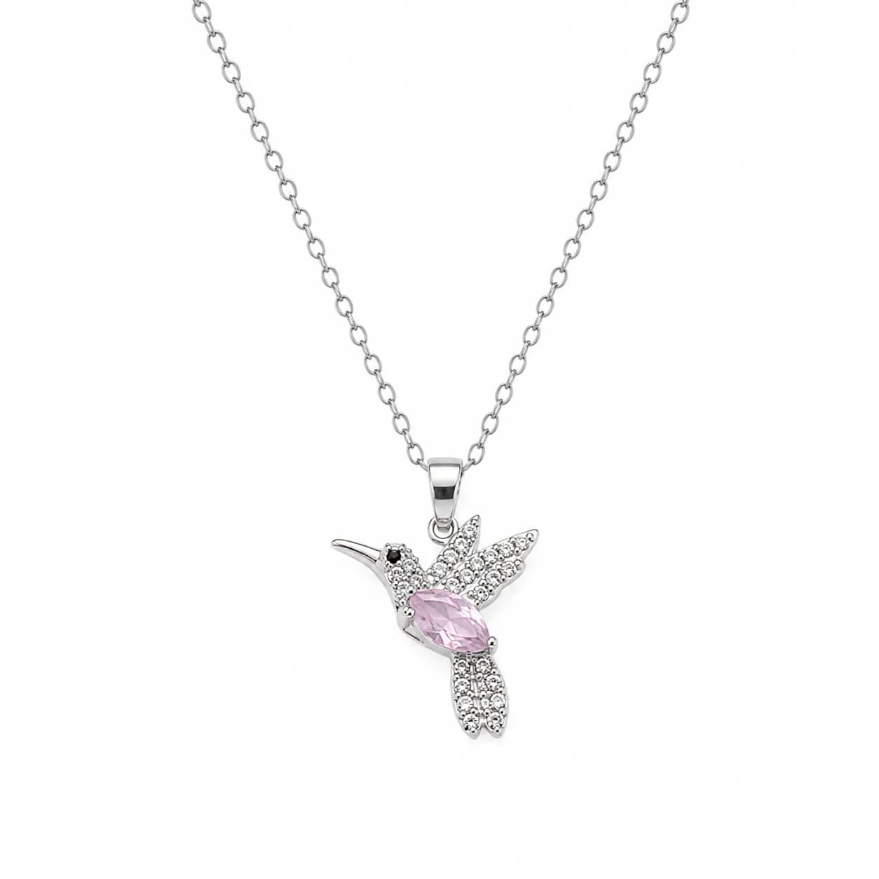 Collar colibri rosa