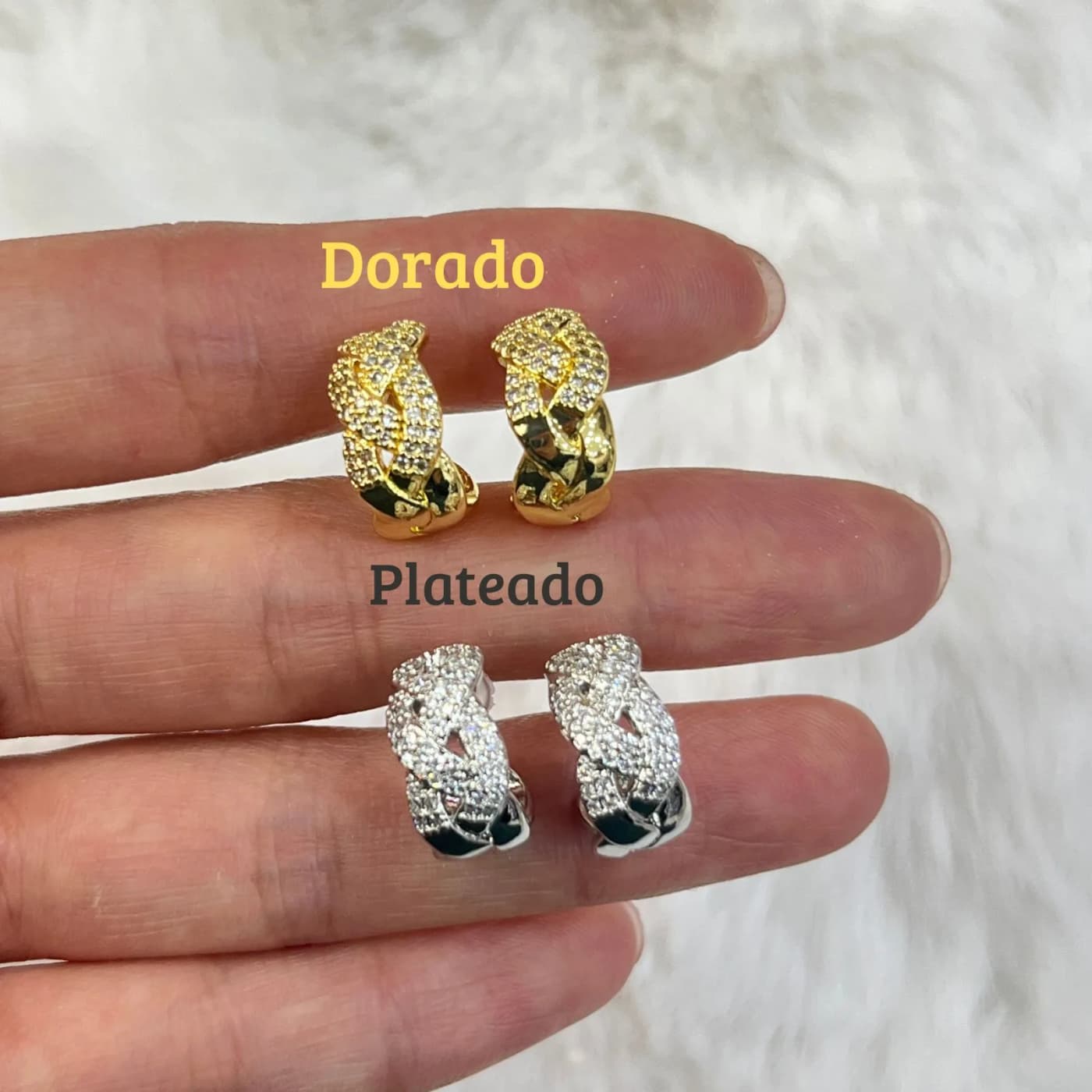 Aros brillantes trenzado