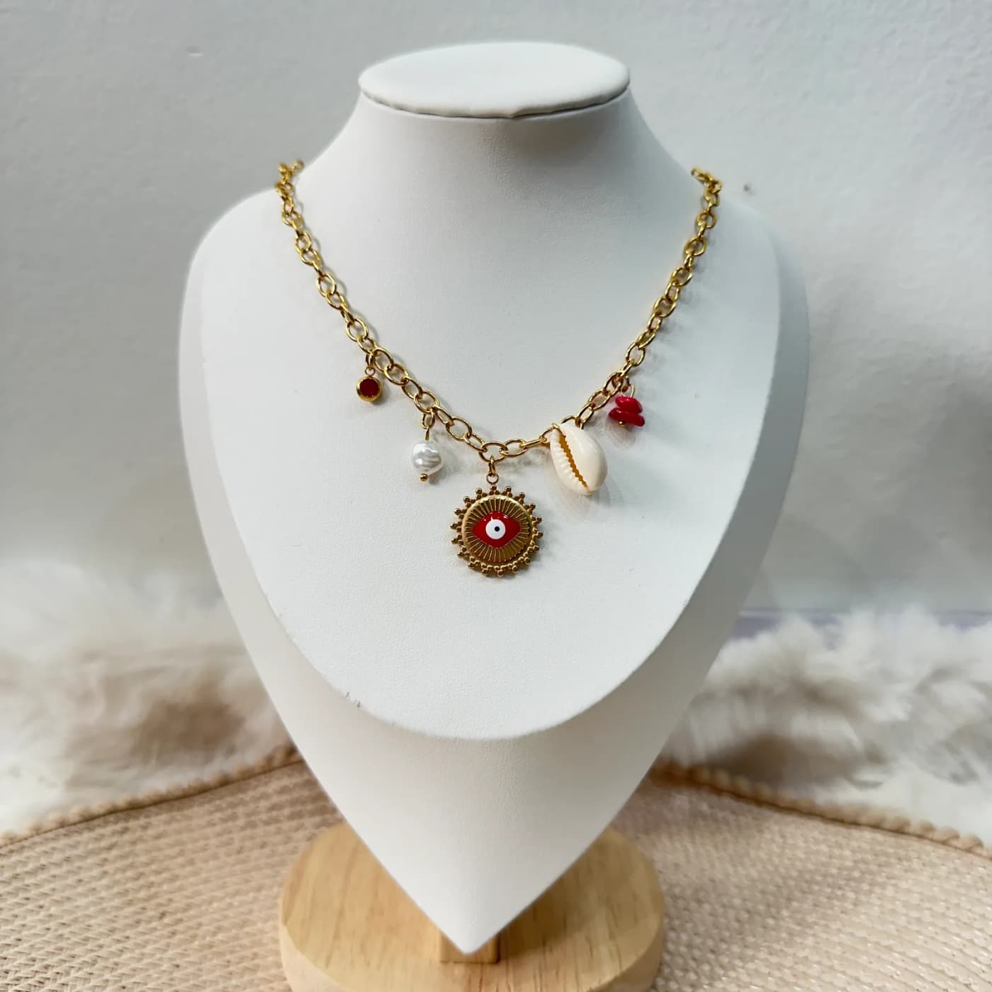 Collar con dijes de mar y ojo turco