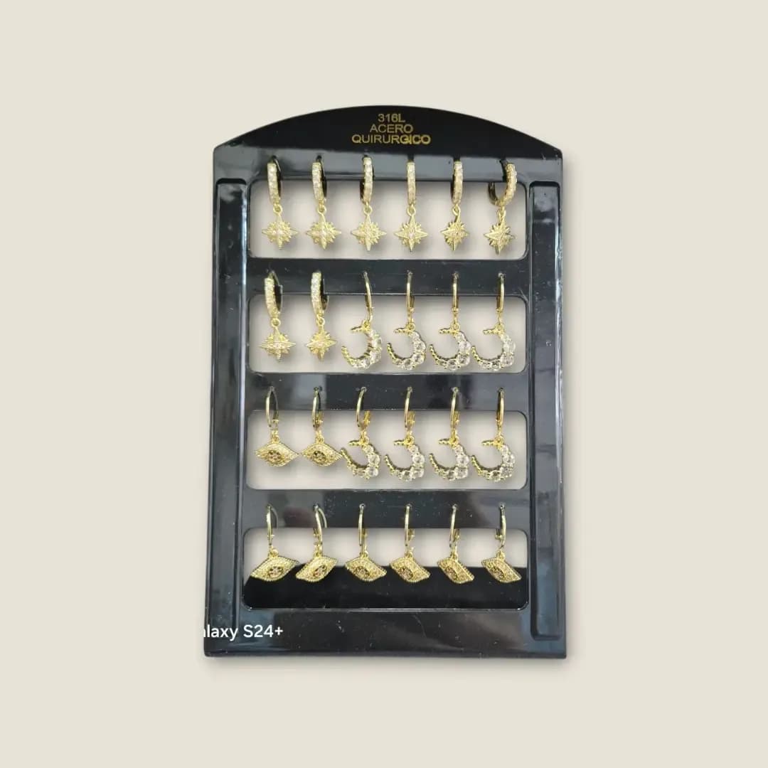 Aros astros dorado x12